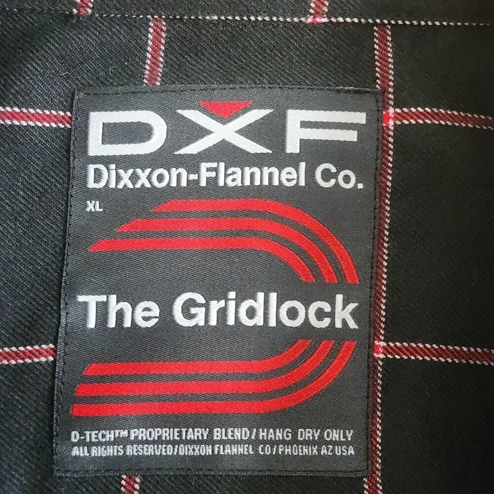 Dixxon Flannel Shirt Mens Extra Large Black Red The Gridlock Snap Front Plaid